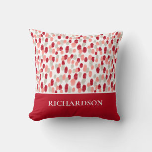 Coussin Initiales Motif moderne rouge et blanc Personnalis