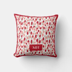 Coussin Initiales Motifs modernes rouge et blanc Monogramm