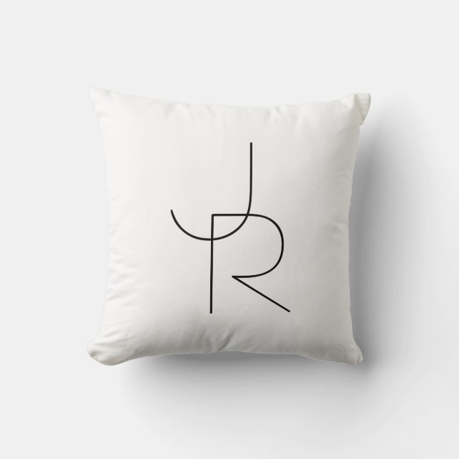 Coussin Initiales superposées Modern 2 | Noir sur Blanc (Recto)