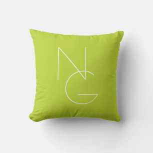 Coussin Initiales superposées Modern 2 Vert Citron