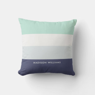 Coussin Inscription modifiable bloc de couleur à rayure ho