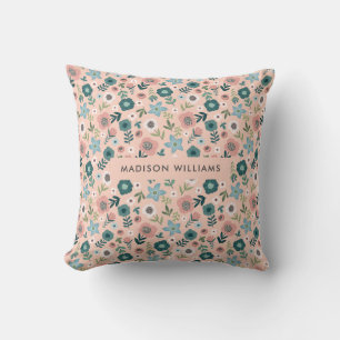 Coussin Inscription modifiable Couleur Fleurs Jeter Oreill