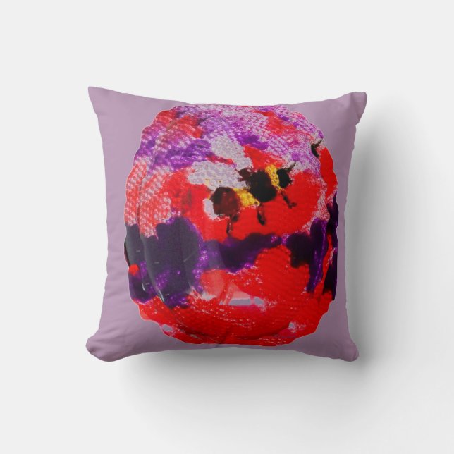 Coussin Insect art Purple, Red Floral Bee (Recto)