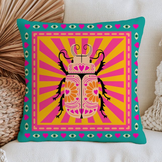 Coussin Insecte Coléoptère avec Motif de Cœur Rétro Maxima (Créateur téléchargé)