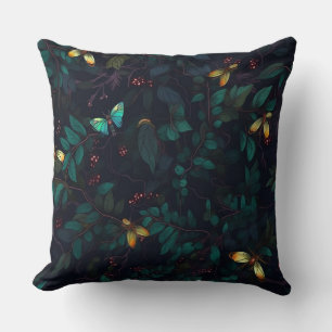 Coussin Insectes brillantes sur le feuillage foncé