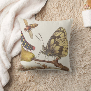 Coussin Insectes de jardin, mouche, chenille, poire, mille