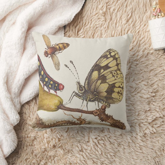 Coussin Insectes de jardin, mouche, chenille, poire, mille (Couverture)