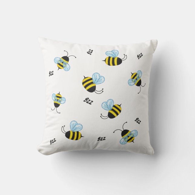 Coussin Insectes du jardin des abeilles bourdonnantes (Recto)