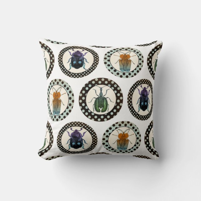Coussin Insectes vintages Colorful Beetles Science (Recto)