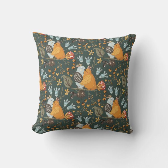 Coussin Inséparables Floral Bohemian Motif (Recto)