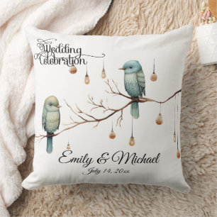 Coussin Inséparables rustiques de bois Mariage romantique