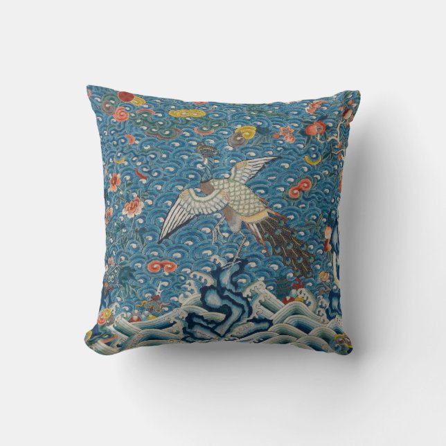 Coussin Insigne de rang de dynastie de Qing avec le paon (Recto)