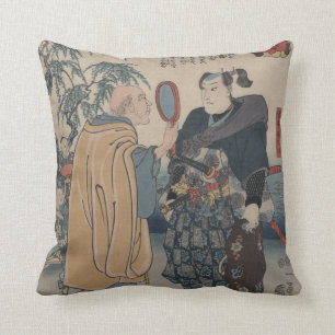 Coussin Inspection d'une image japonaise vintage samouraï