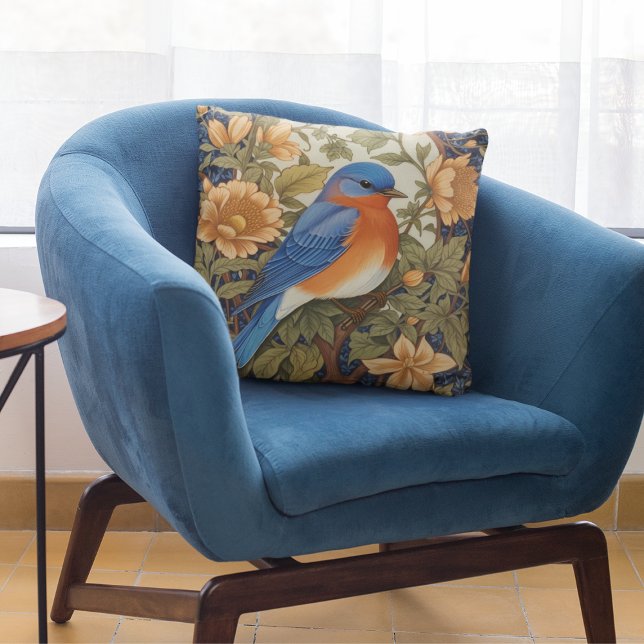 Coussin Inspiration de l'élégant oiseau bleu de l'Est Will (Créateur téléchargé)