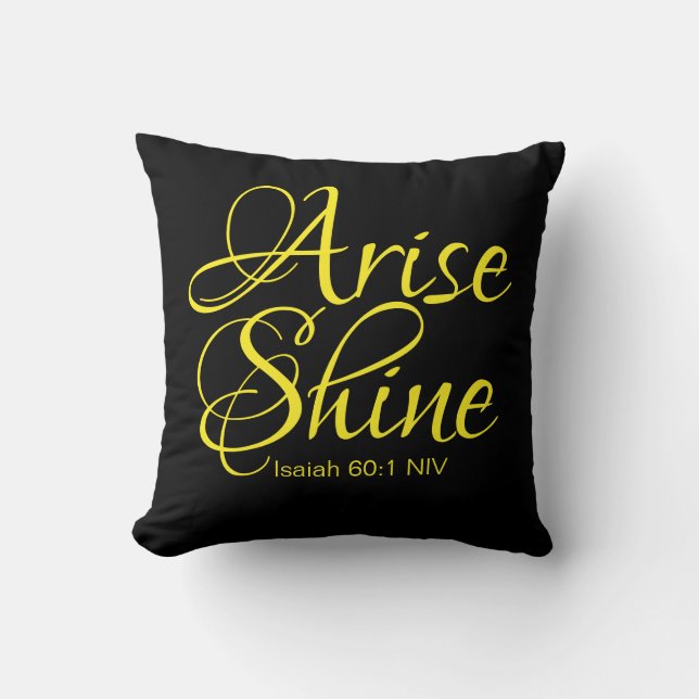 Coussin Inspiration Lever et Foi brillante Noir (Recto)