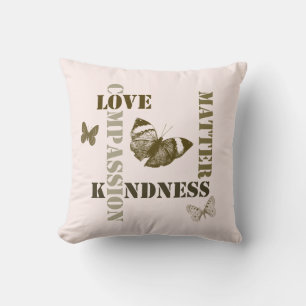 Coussin Inspirational Love Pink Brown Butterfly