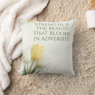 Coussin Inspirational White and Yellow Tulip Throw Pillow