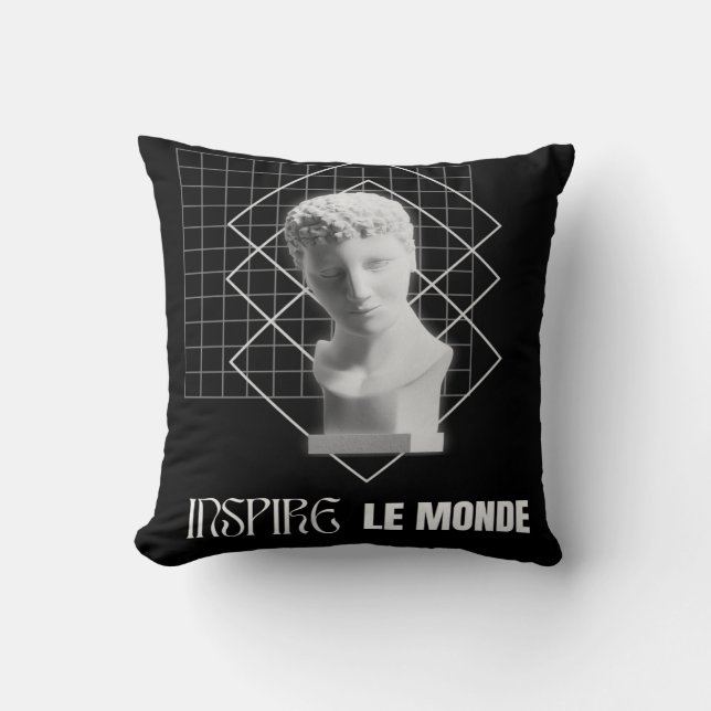 Coussin Inspire le Monde – Conception d'art esthétique mod (Recto)