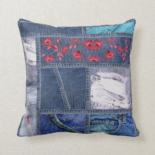 Coussin Inspiré par Denim Patchwork