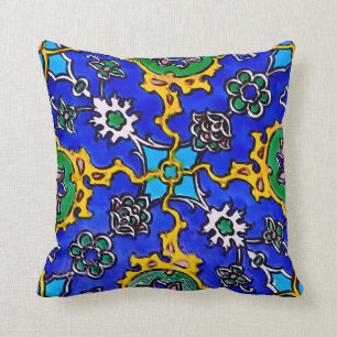 Coussin inspiré par tabouret turc - BLEU