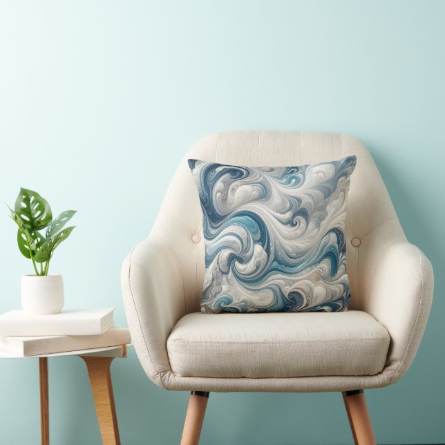 Coussin inspirée des vagues océaniques (Chaise)