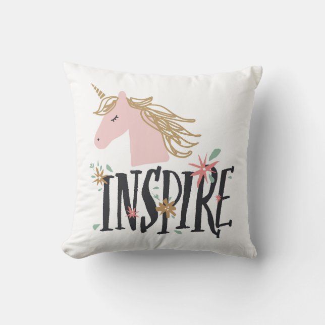 Coussin Inspirez la licorne de crinière d'or de | (Recto)