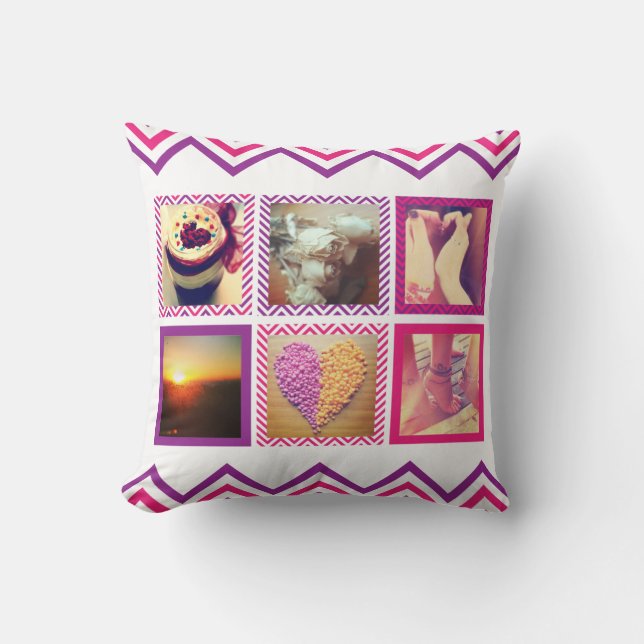 Coussin Instagram personnalisé Chevron violet rose (Recto)