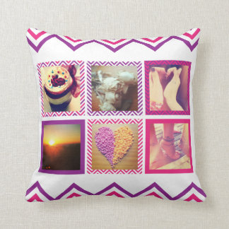 Coussin Instagram personnalisé Chevron violet rose