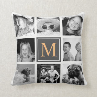 Coussin Instagram Photo Collage Monogramme Personnalisé