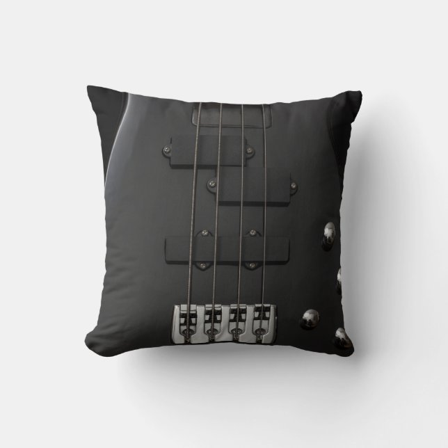 Coussin Instrument de basse guitare noir (Recto)