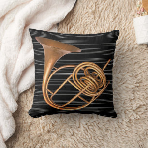 Coussin Instrument de musique cor vintage réversible