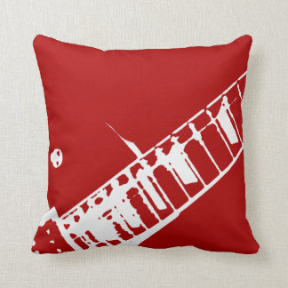 Coussin instrument de musique rouge et blanc de timbre de