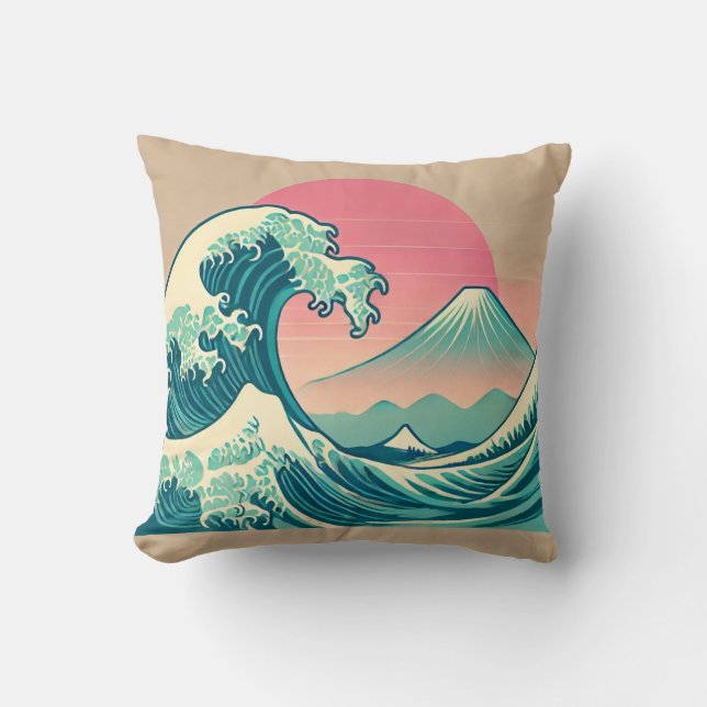 Coussin Interprétation moderne de la Grande Vague (Recto)