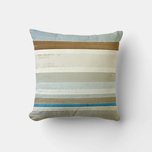 Coussin "Inventez" l'art abstrait bleu et beige (Recto)