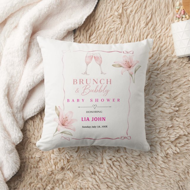 Coussin Invitation de Baby Shower 'Brunch Esthétique & Bul (Couverture)