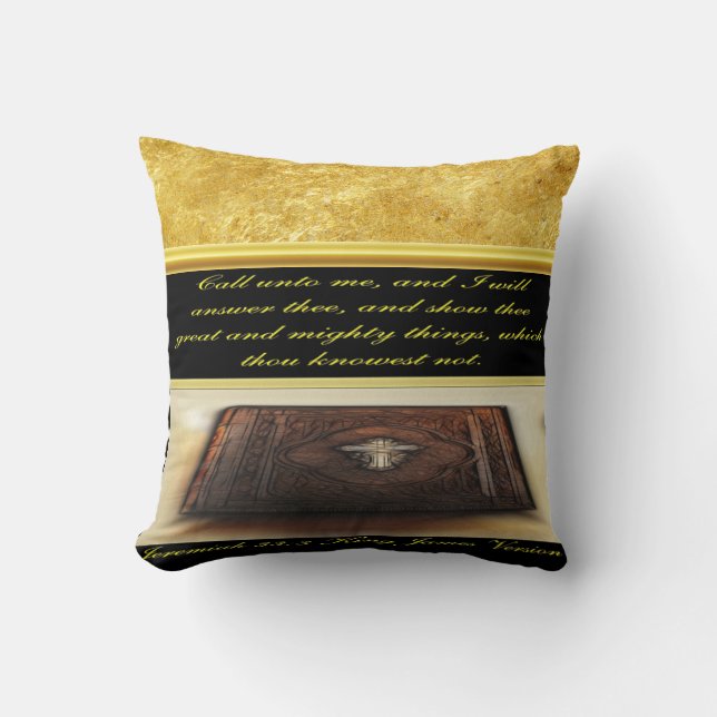 Coussin Invoque-moi, et je te répondrai Jérémie 33:3 (Recto)