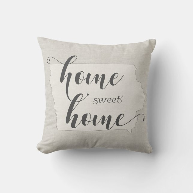 Coussin Iowa - Home Sweet Home burlap look (Recto)