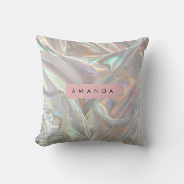 Coussin Iridescence Douce Personnalisée de Perle Brillante (Recto)