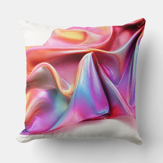Coussin Iridescent Rainbow Silk Luxury Abstract (Recto)