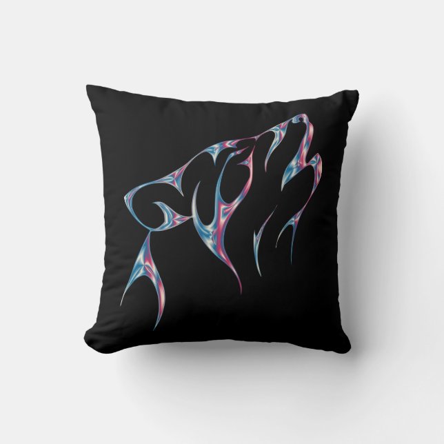 Coussin Iridescente Howling Wolf Spirit Animal (Recto)