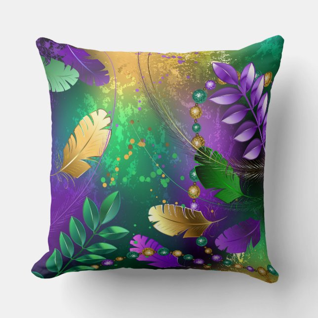Coussin Iridescente mardi gras arrière - plan avec perles (Recto)