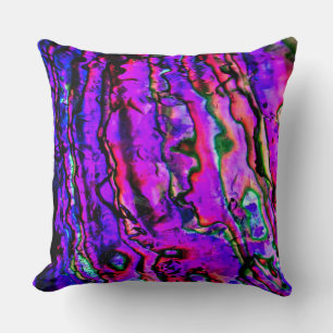 Coussin Iridescente Métallique Marbré Bleu Vert Violet Ros