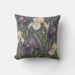 Coussin Iris Art Nouveau ivoire violet