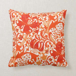 Coussin Iris de William Morris et lis, mandarine
