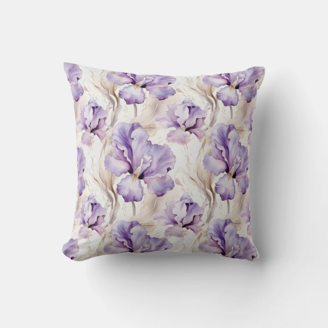 Coussin Iris Floral Violet Romantique   (Recto)