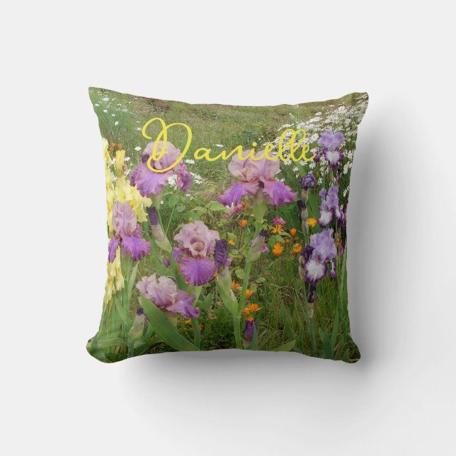 Coussin Iris iris fleurs fleuris Cottage Jardin Anniversai (Recto)