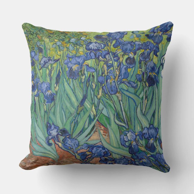 Coussin Iris, Peinture à l'huile florale, Vincent Van Gogh (Recto)