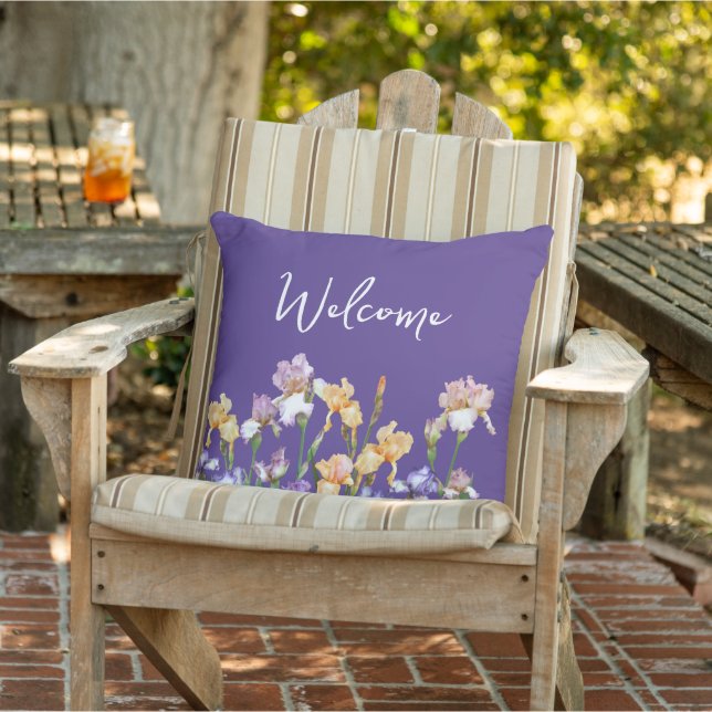 Coussin Irises Floral Purple Bienvenue (Chaise)