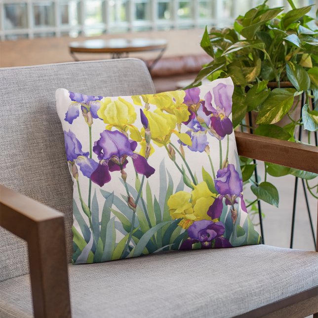 Coussin Irises jaunes et pourpres (Créateur téléchargé)