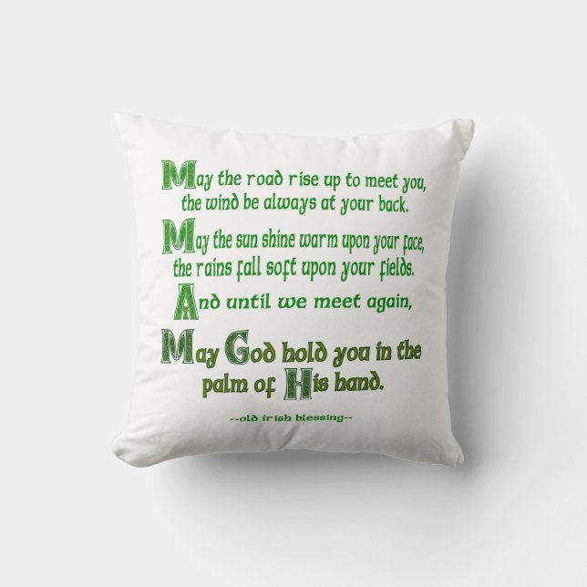 Coussin Irish Blessing May the Road Rise to Meet You (Recto)